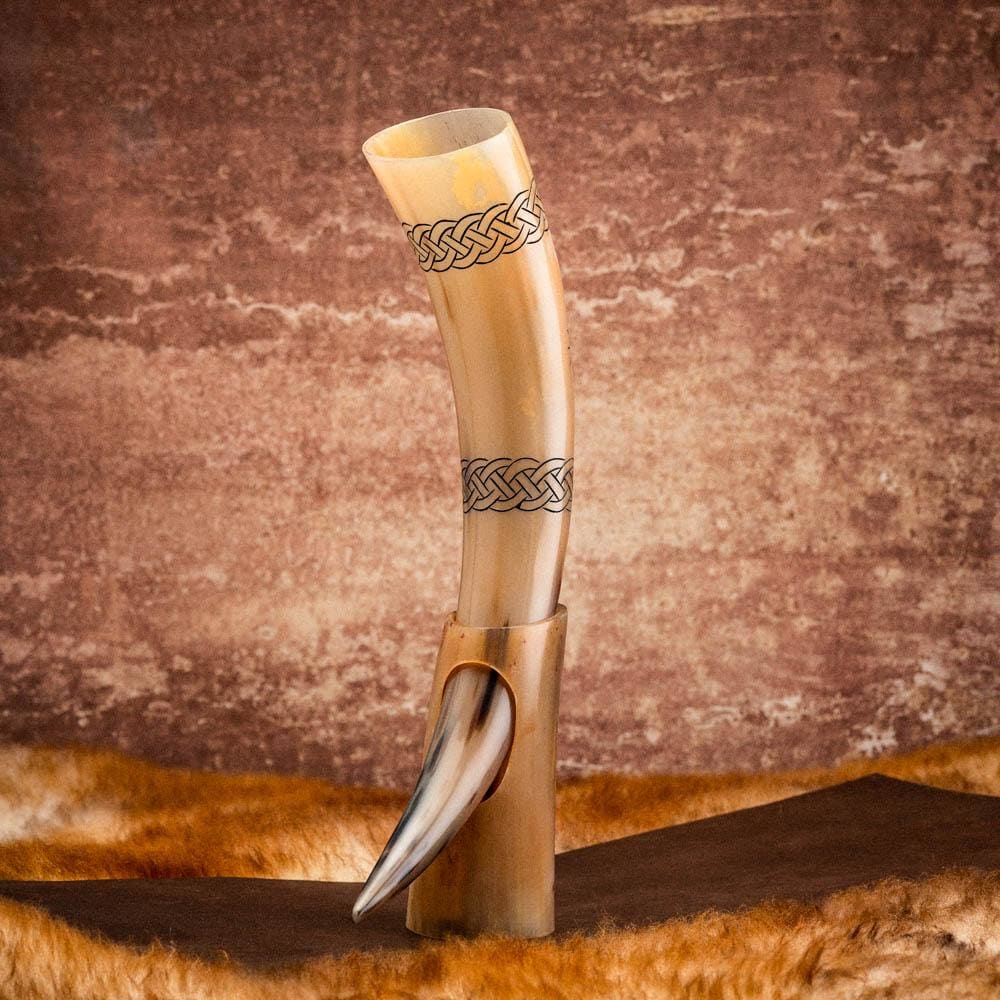 VIKING DRINKING HORN Replica from Ireland Raven Head Celts Celtic Vikings Norse Cow Horns Pagan good Asatru Crow Reenactment Cup Drink Irish Sca