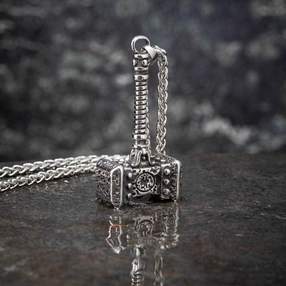 Viking Mjolnir Necklace, Thor's Hammer Dragon Pendant | TheNorseWind
