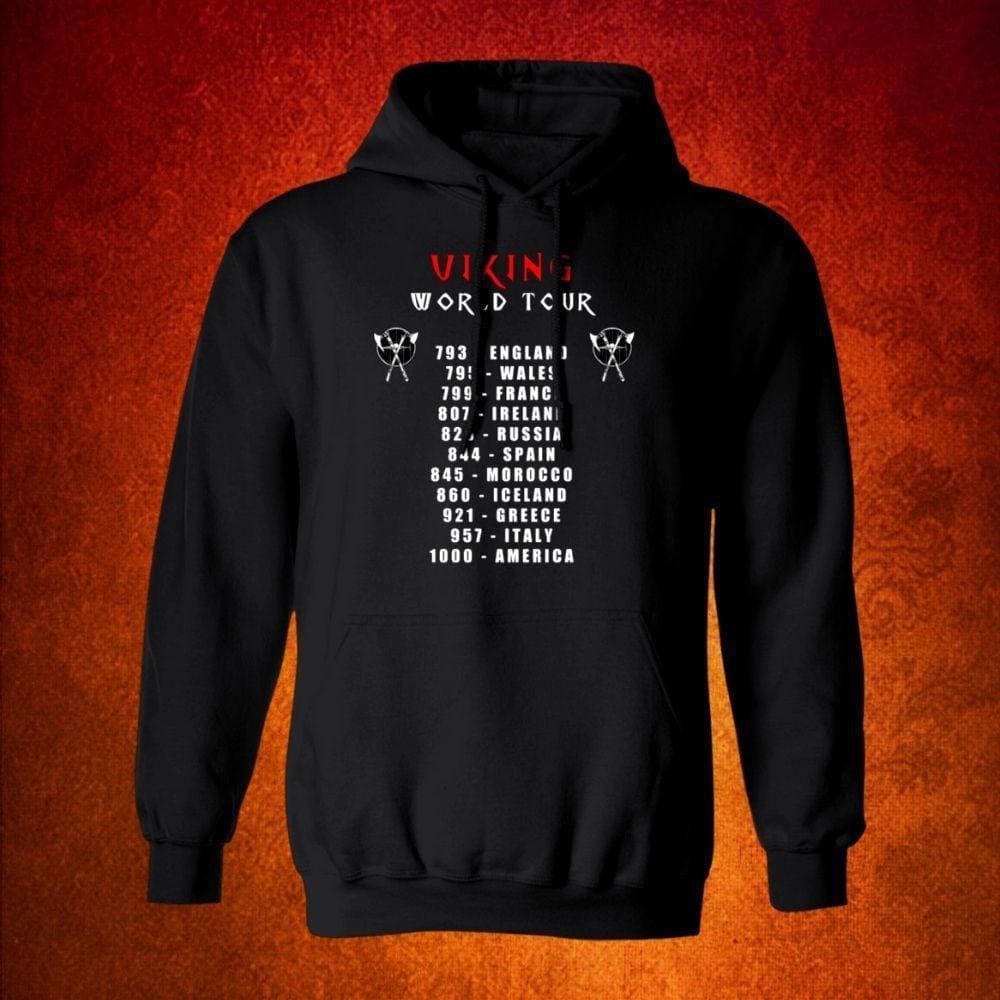 Viking World Tour Black Hoodie-Sweatshirts-Norse Spirit