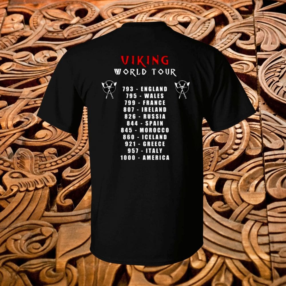 Viking World Tour T-shirt in Black – Museum of Danish America Design Store Viking World Tour T-shirt in Black – Museum of Danish America Design Store