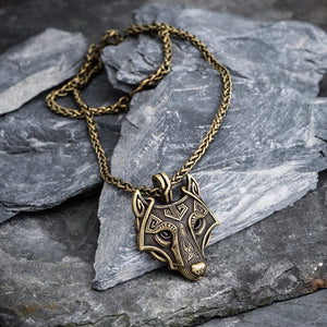 Wolf Head Viking Pendant - Metal Chain-Viking Necklace-Norse Spirit