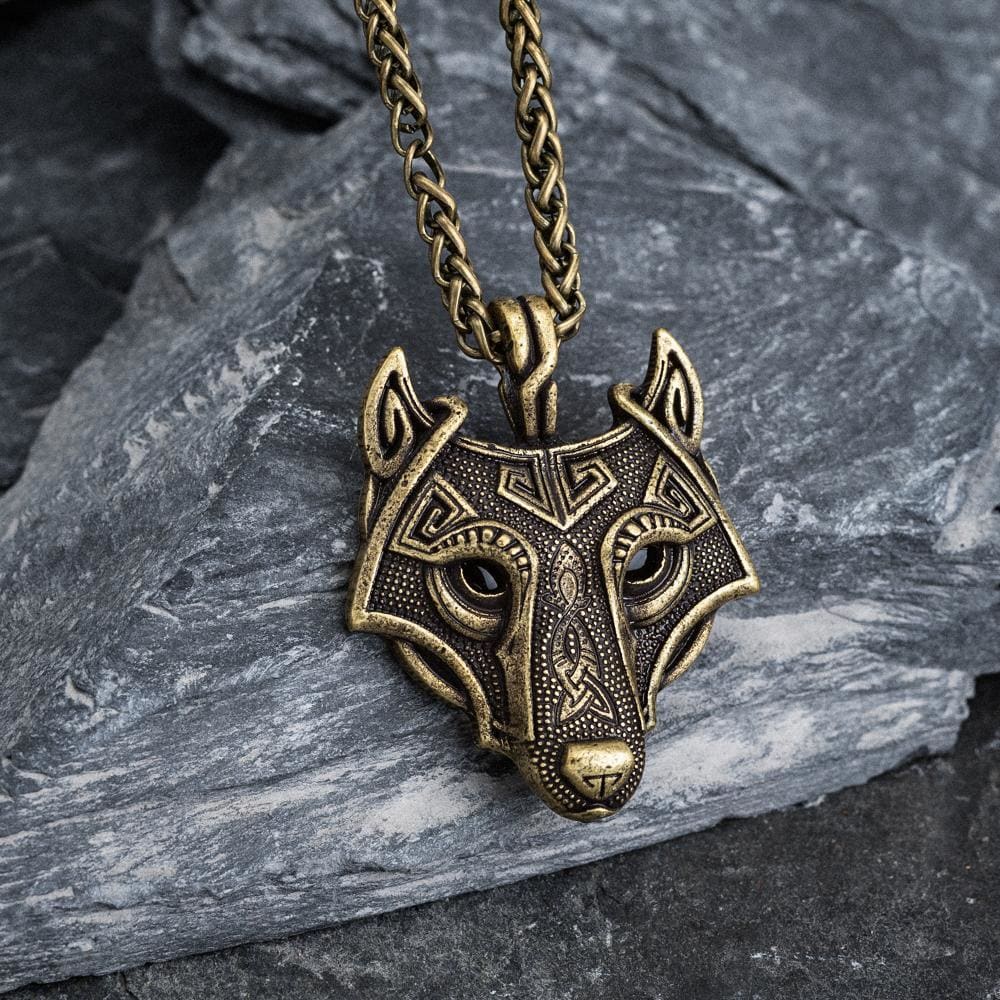 Wolf Head Viking Pendant - Metal Chain-Viking Necklace-Norse Spirit