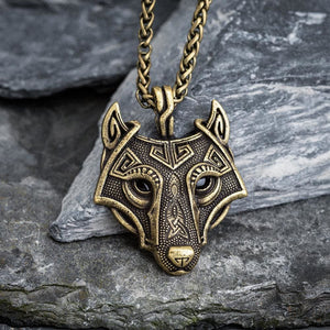 Wolf Head Viking Pendant - Metal Chain-Viking Necklace-Norse Spirit