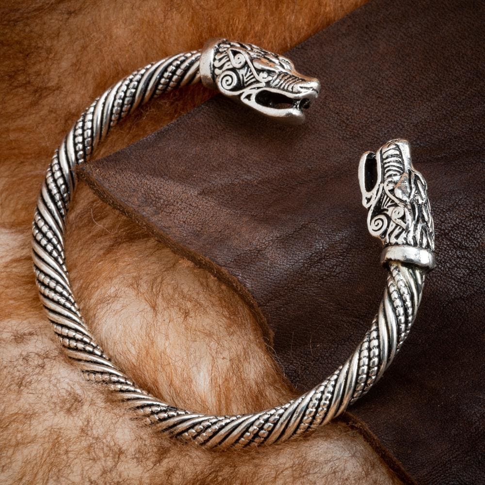 Wolf's Head Torc Bracelet-Viking Bracelet-Norse Spirit