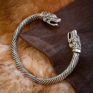 Wolf's Head Torc Bracelet-Viking Bracelet-Norse Spirit