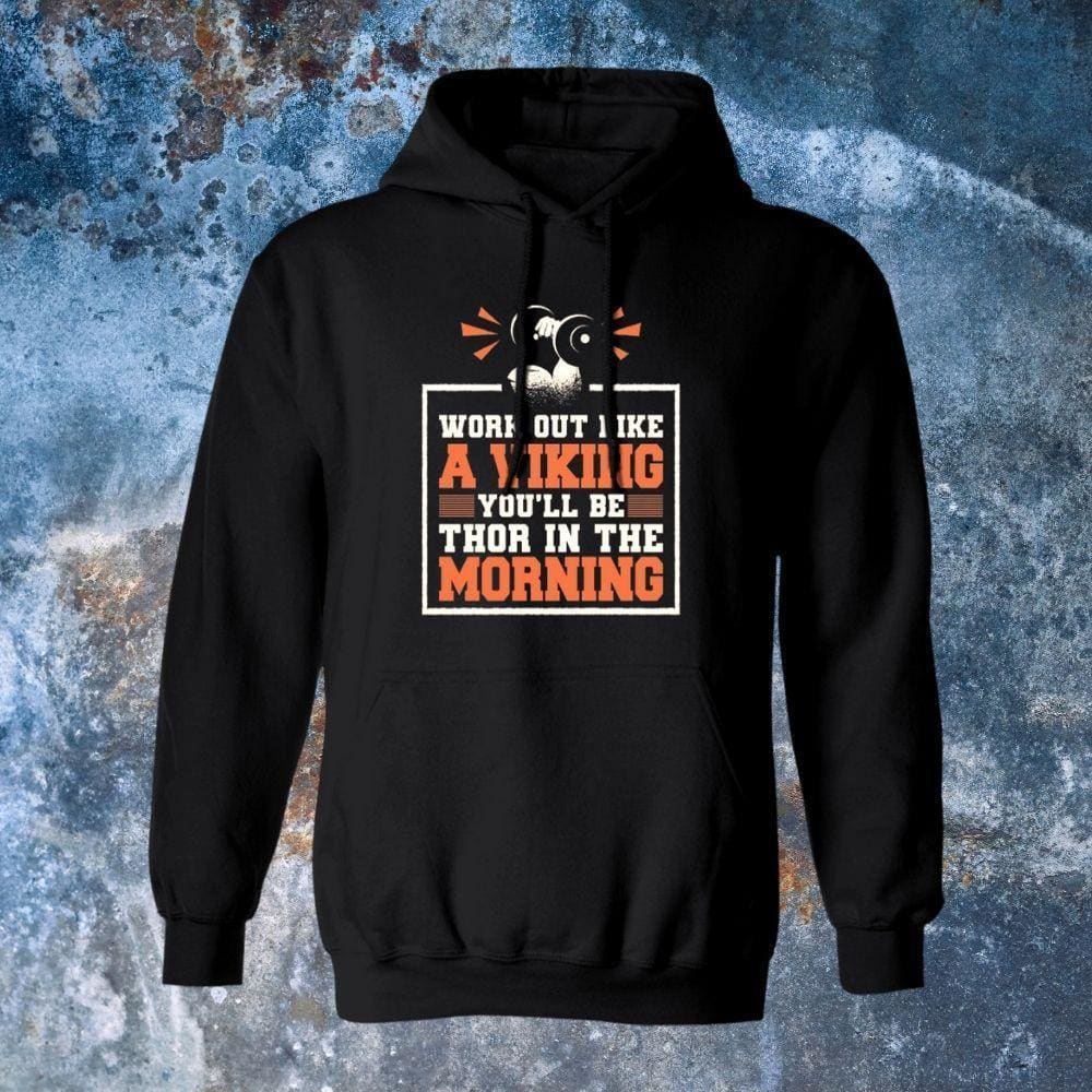 Work Out Like A Viking Black Hoodie-Sweatshirts-Norse Spirit