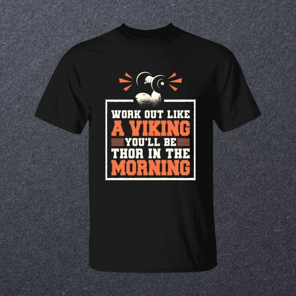 Work Out Like A Viking Black T-Shirt-T-Shirts-Norse Spirit