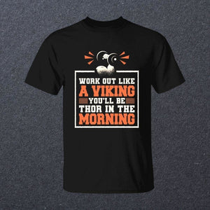 Work Out Like A Viking Black T-Shirt-T-Shirts-Norse Spirit
