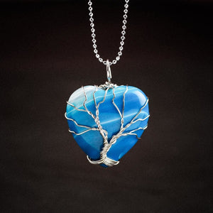 Yggdrasil / Tree of Life Heart Shaped Necklace on Semi-Precious Stone-Viking Necklace-Norse Spirit