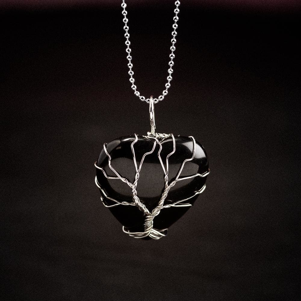 Yggdrasil / Tree of Life Heart Shaped Necklace on Semi-Precious Stone-Viking Necklace-Norse Spirit