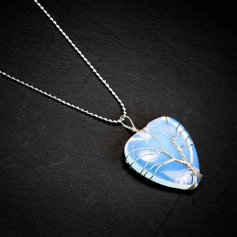 Yggdrasil / Tree of Life Heart Shaped Necklace on Semi-Precious Stone-Viking Necklace-Norse Spirit