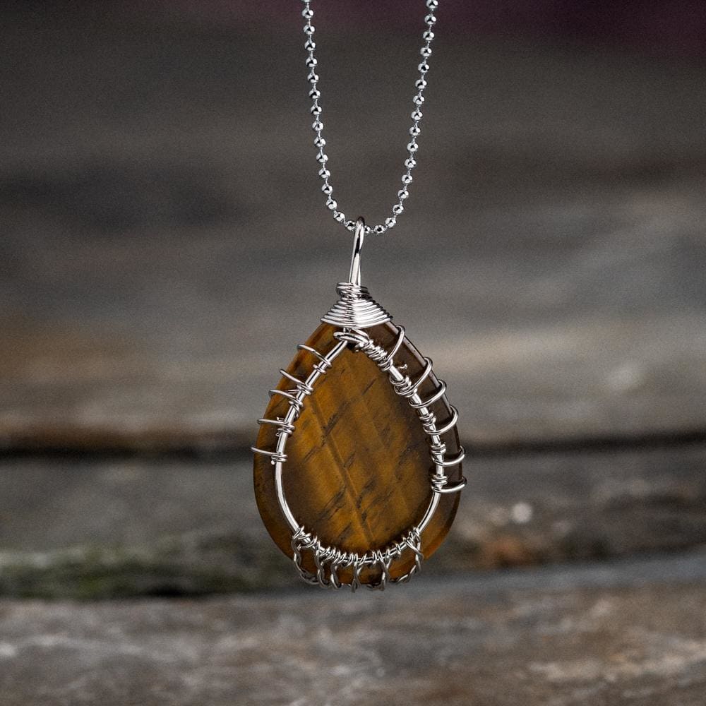 Yggdrasil / Tree of Life Necklace on Teardrop Semi-Precious Stone-Viking Necklace-Norse Spirit