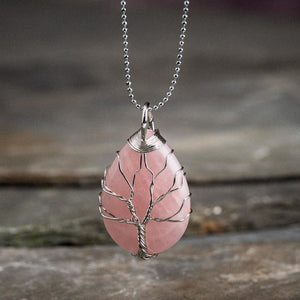 Yggdrasil / Tree of Life Necklace on Teardrop Semi-Precious Stone-Viking Necklace-Norse Spirit