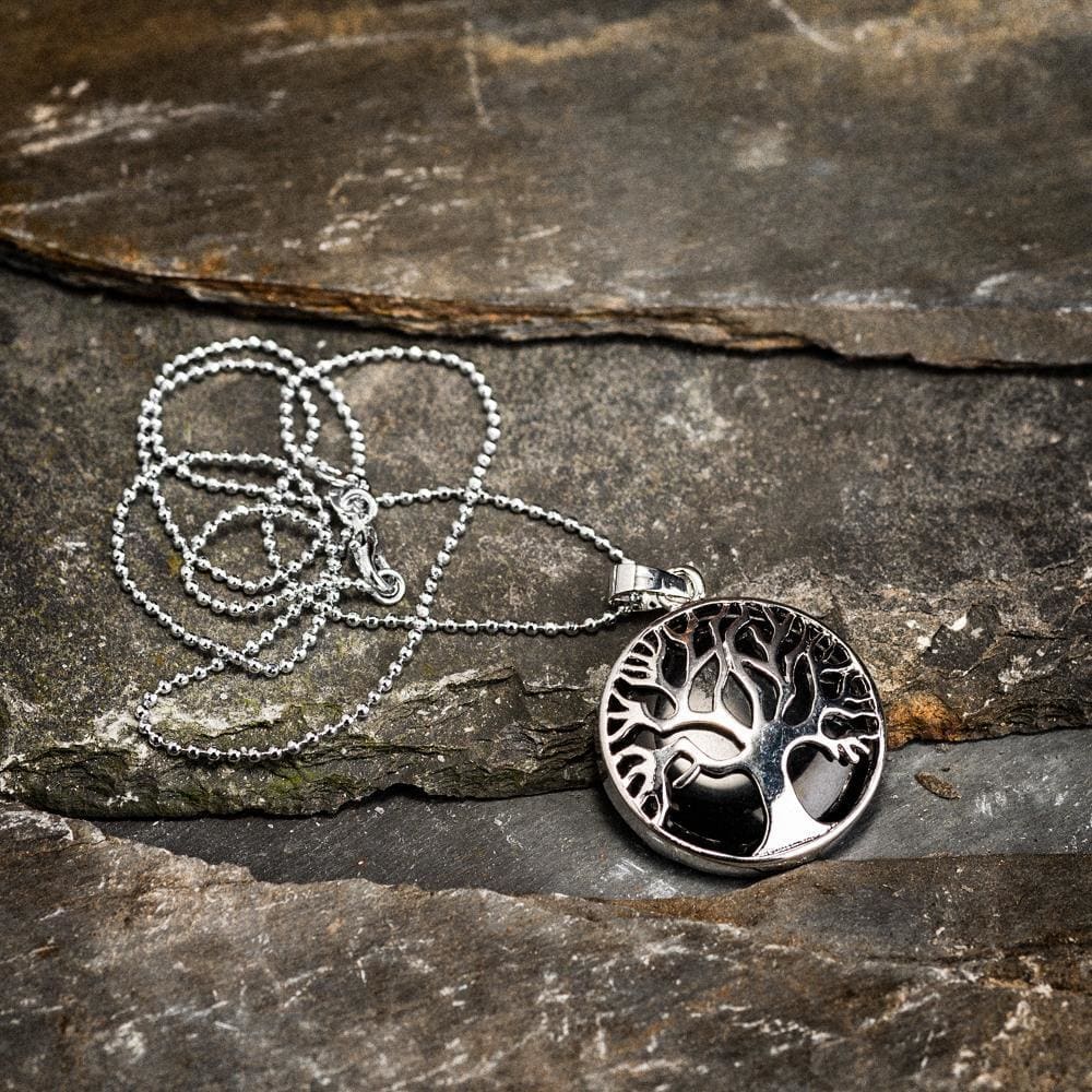 Yggdrasil / Tree of Life Round Necklace on Semi-Precious Stone-Viking Necklace-Norse Spirit