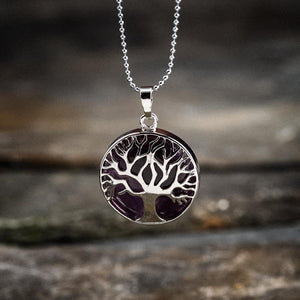 Yggdrasil / Tree of Life Round Necklace on Semi-Precious Stone-Viking Necklace-Norse Spirit
