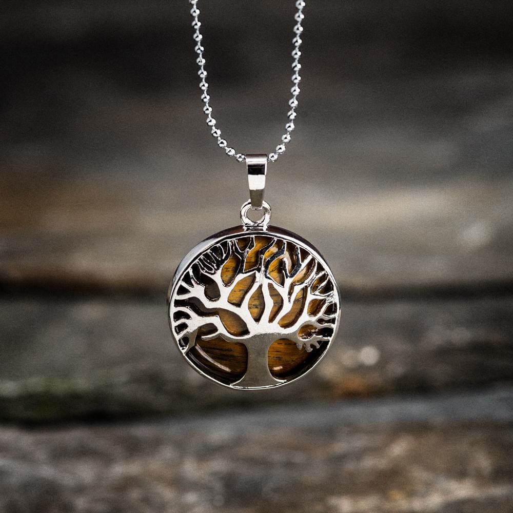 Yggdrasil / Tree of Life Round Necklace on Semi-Precious Stone-Viking Necklace-Norse Spirit