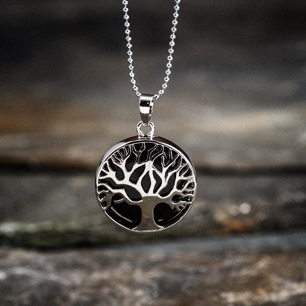 Yggdrasil / Tree of Life Round Necklace on Semi-Precious Stone-Viking Necklace-Norse Spirit